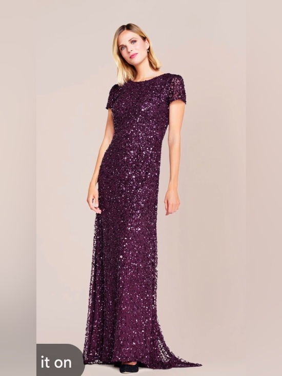 Adrianna Papell Dresses & Skirts - 🩷 Adrianna Papell Mother of Bride/Groom Sequin Dress Size 8 Burgundy- Stunning.